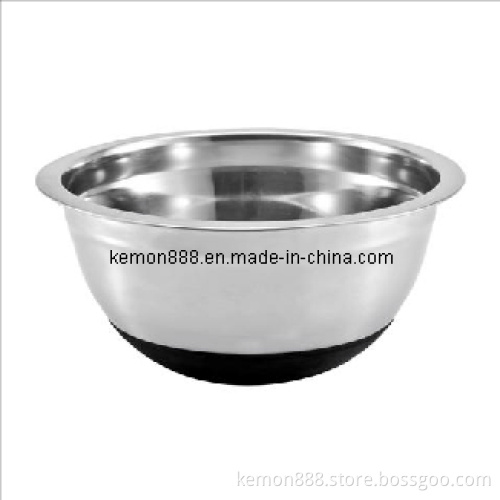 Silicone Base Stainless Steel Salad Bowl